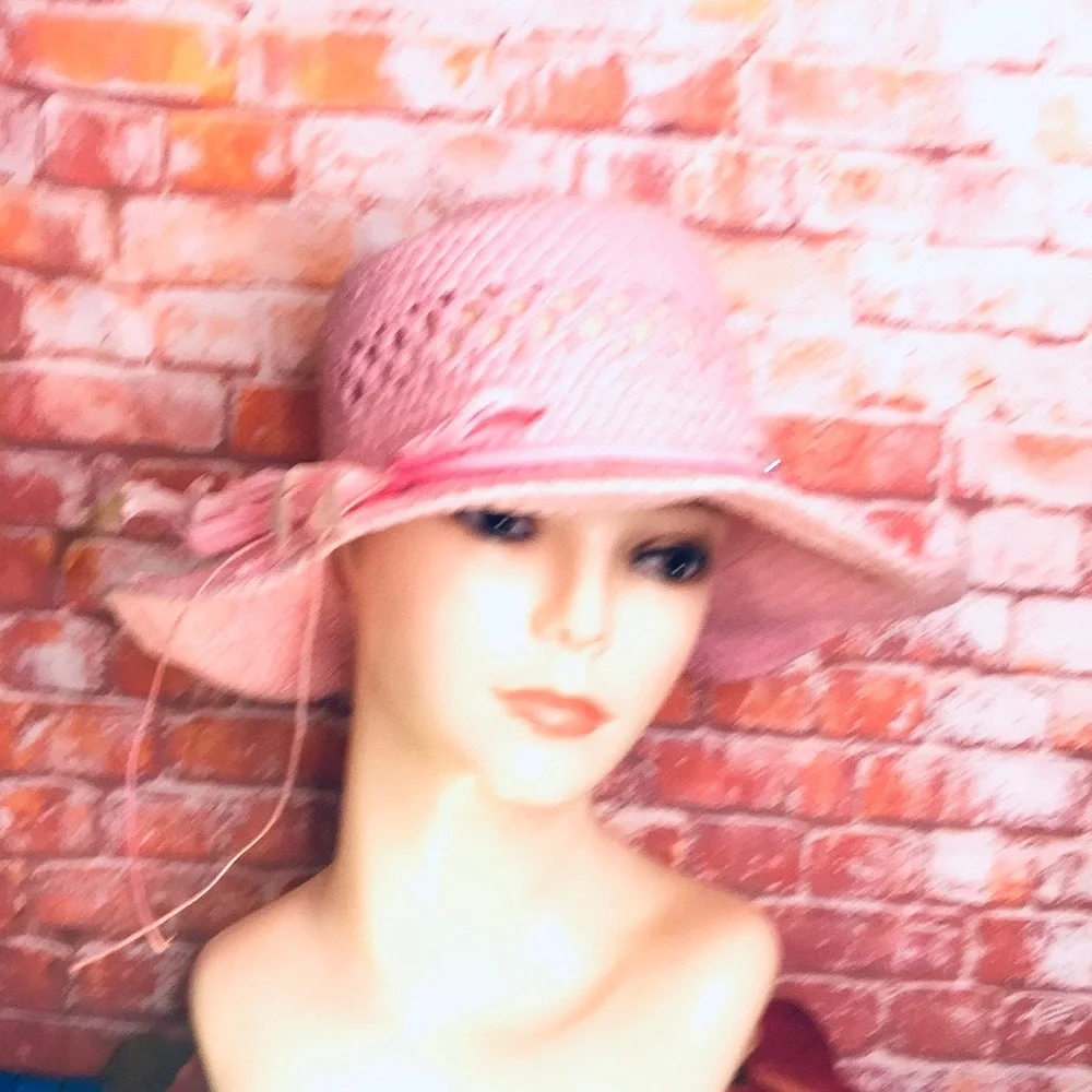 Elegant Pink Straw Sunhat